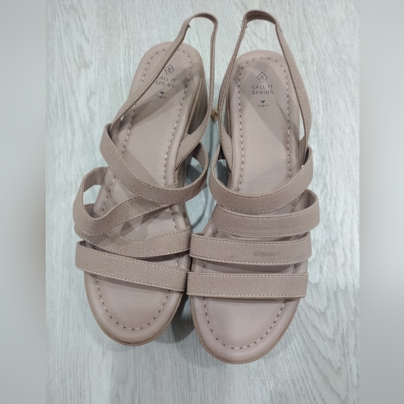 Beige Wedge Sandals size 6.5 - Picture 3 of 8